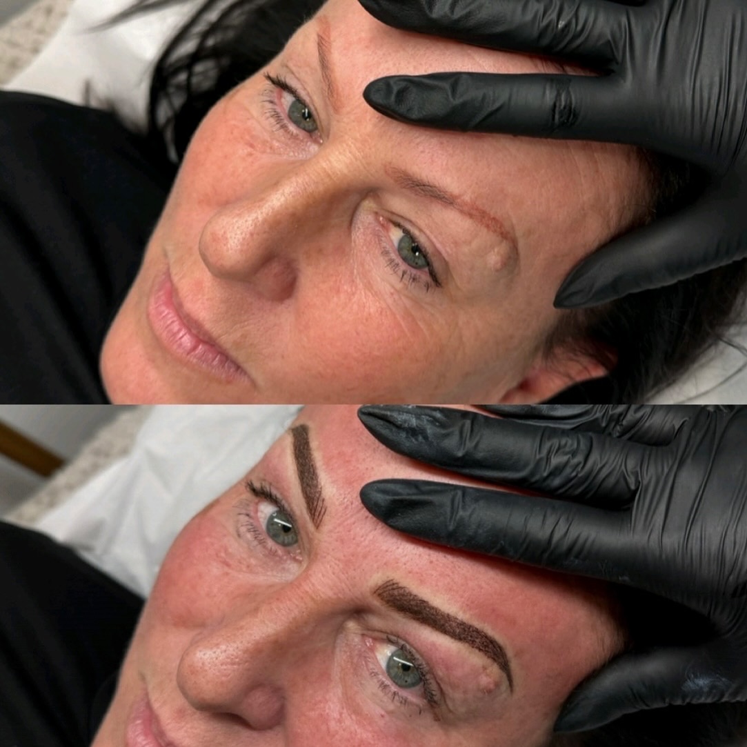 Combination brows before and after