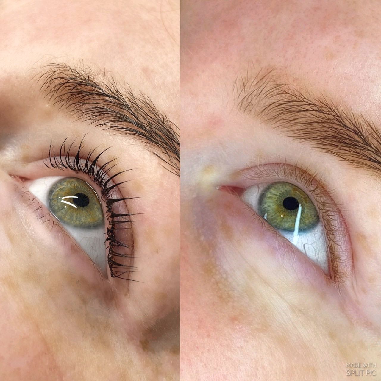 Lash lift before and after